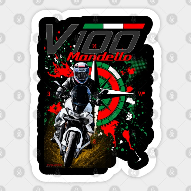 Mandello v100 Windrose Sticker by EvolutionMotoarte